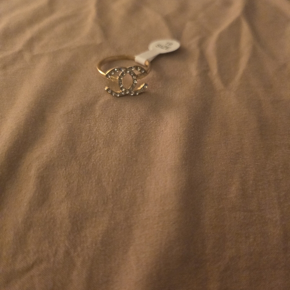 fashion Jewelry - Gold Tone Ring with Rhinestone Accents Size 9